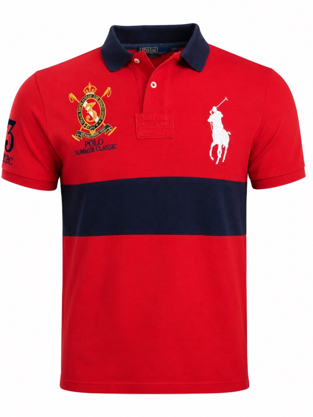 Polo by Ralph Lauren Red Polo with Navy Stripe & Collar